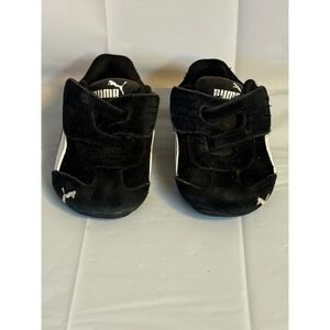 Puma Kids Black Suede White Stripe Velcro Sneakers Shoes Size‎ US 4 EUR 19